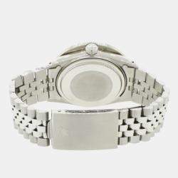 Rolex Customised Silver 3.95CT Diamond Stainless Steel Datejust  Automatic Men's Wristwatch 36mm