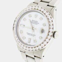 Rolex Customised White MOP 2.75CT Diamond Stainless Steel Datejust  Automatic Men's Wristwatch 36MM