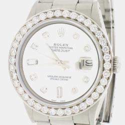 Rolex Customised White MOP 2.75CT Diamond Stainless Steel Datejust  Automatic Men's Wristwatch 36MM