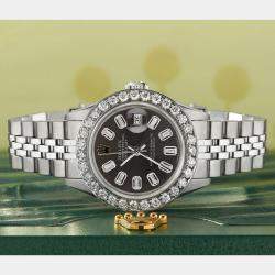 Rolex Customised Grey 1.3CT Diamond Stainless Steel Datejust  Automatic Women's Wristwatch 26mm