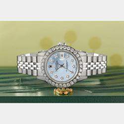Rolex Customised Sky Blue MOP 1.3CT Diamond Stainless Steel Datejust  Automatic Women's Wristwatch 26mm