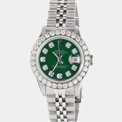 Rolex Customised Forest Green MOP 1.3CT Diamond Stainless Steel Datejust  Automatic Women's Wristwatch 26mm