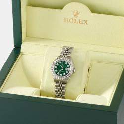 Rolex Customised Forest Green MOP 1.3CT Diamond Stainless Steel Datejust  Automatic Women's Wristwatch 26mm