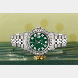 Rolex Customised Forest Green MOP 1.3CT Diamond Stainless Steel Datejust  Automatic Women's Wristwatch 26mm