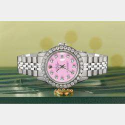 Rolex Customised Pink 1.3CT Diamond Stainless Steel Datejust  Automatic Women's Wristwatch 26mm
