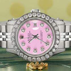 Rolex Customised Pink 1.3CT Diamond Stainless Steel Datejust  Automatic Women's Wristwatch 26mm