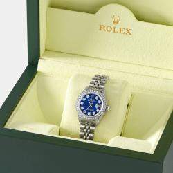 Rolex Customised Royal Blue MOP Diamond Stainless Steel Datejust  Automatic Women's Wristwatch 26mm