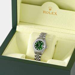 Rolex Customised Royal Green MOP Diamond Stainless Steel Datejust  Automatic Women's Wristwatch 26mm