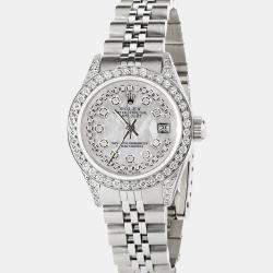 Rolex Customised  MOP Diamond Stainless Steel Datejust  Automatic Women's Wristwatch 26mm