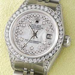 Rolex Customised  MOP Diamond Stainless Steel Datejust  Automatic Women's Wristwatch 26mm
