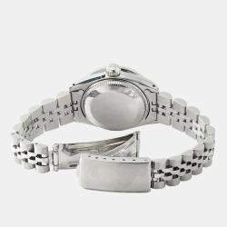 Pre Owned Rolex Customised Sky Blue MOP Diamond Stainless Steel Datejust Automatic Women's Wristwatch 26mm