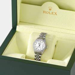 Rolex Customised White Diamond Stainless Steel Datejust  Automatic Women's Wristwatch 26mm