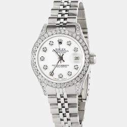 Rolex Customised White Diamond Stainless Steel Datejust  Automatic Women's Wristwatch 26mm