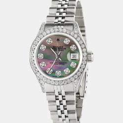 Rolex Customised Tahitian MOP Diamond Stainless Steel Datejust  Automatic Women's Wristwatch 26mm