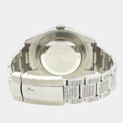 Rolex Customised Orange MOP 13.1CT Diamond Stainless Steel Datejust II 116300 Automatic Men's Wristwatch 41mm