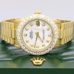 Rolex Customised  2.25CT Diamond 18K Yellow Gold President Datejust  Automatic Women's Wristwatch 31mm