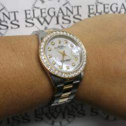 Rolex Customised  2.7CT Diamond 18K Yellow Gold Stainless Steel Date  Automatic Men's Wristwatch 34mm
