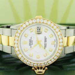 Rolex Customised  2.7CT Diamond 18K Yellow Gold Stainless Steel Date  Automatic Men's Wristwatch 34mm