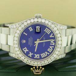 Rolex Customised Blue 5.1CT Diamond Stainless Steel Datejust II 116300 Automatic Men's Wristwatch 41mm