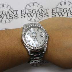 Rolex Customised White MOP 4.8CT Diamond Stainless Steel Datejust II 116300 Automatic Men's Wristwatch 41mm