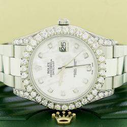 Rolex Customised White MOP 4.8CT Diamond Stainless Steel Datejust II 116300 Automatic Men's Wristwatch 41mm