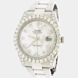 Rolex Customised White MOP 4.8CT Diamond Stainless Steel Datejust II 116300 Automatic Men's Wristwatch 41mm