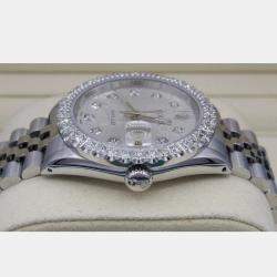 Rolex Customised Grey 3CT Diamond Stainless Steel Datejust  Automatic Men's Wristwatch 36mm