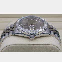 Rolex Customised Grey 3CT Diamond Stainless Steel Datejust  Automatic Men's Wristwatch 36mm