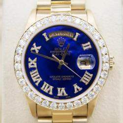 Rolex Customised Blue MOP Diamond 18K Yellow Gold Day-Date  Automatic Men's Wristwatch 36mm