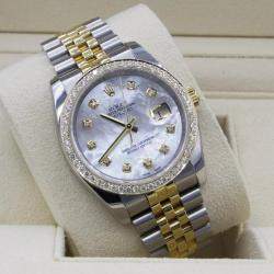 Rolex Customised White MOP 1.15CT Diamond 18K Yellow Gold Datejust  Automatic Men's Wristwatch 36mm