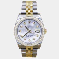 Rolex Customised White MOP 1.15CT Diamond 18K Yellow Gold Datejust  Automatic Men's Wristwatch 36mm