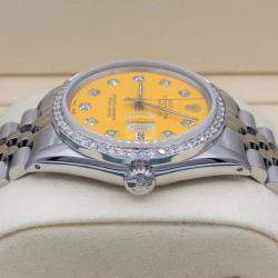 Rolex Customised Silver 1.15CT Diamond Stainless Steel Datejust  Automatic Men's Wristwatch 36mm