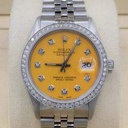 Rolex Customised Silver 1.15CT Diamond Stainless Steel Datejust  Automatic Men's Wristwatch 36mm