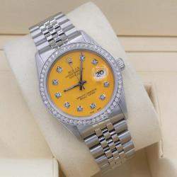 Rolex Customised Silver 1.15CT Diamond Stainless Steel Datejust  Automatic Men's Wristwatch 36mm