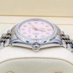 Rolex Customised Pink 1.15CT Diamond Stainless Steel Datejust  Automatic Men's Wristwatch 36mm