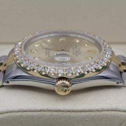 Rolex Customised Champagne 3CT Diamond 18K Yellow Gold Datejust  Automatic Men's Wristwatch 36mm