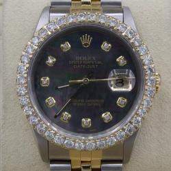 Rolex Customised Grey MOP 3CT Diamond 18K Yellow Gold Datejust  Automatic Men's Wristwatch 36mm