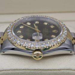 Rolex Customised Grey MOP 3CT Diamond 18K Yellow Gold Datejust  Automatic Men's Wristwatch 36mm