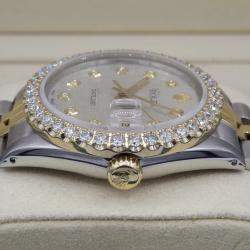 Rolex Customised Grey 3CT Diamond 18K Yellow Gold Datejust  Automatic Men's Wristwatch 36mm