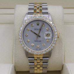Rolex Customised Grey 3CT Diamond 18K Yellow Gold Datejust  Automatic Men's Wristwatch 36mm