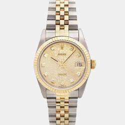 Rolex Champagne Diamond 18K Yellow Gold Datejust 68273 Automatic Women's Wristwatch 31mm
