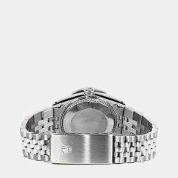 Pre Owned Rolex Customised Black MOP Diamond Stainless Steel Datejust 69173 Automatic Women's Wristwatch 26mm