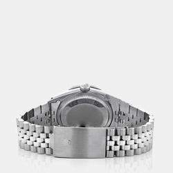 Rolex White MOP Diamond Stainless Steel Datejust 16014 Automatic Men's Wristwatch 36mm