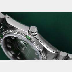 Rolex Customised Green Diamond Stainless Steel Datejust  Automatic Women's Wristwatch 31mm