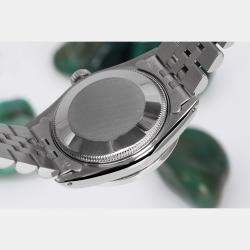 Rolex Customised Green Diamond Stainless Steel Datejust  Automatic Women's Wristwatch 31mm