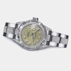 Rolex Customised Champagne Diamond Stainless Steel Datejust 68274 Automatic Women's Wristwatch 31mm