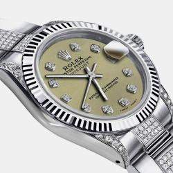 Rolex Customised Champagne Diamond Stainless Steel Datejust 68274 Automatic Women's Wristwatch 31mm