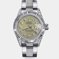 Rolex Customised Champagne Diamond Stainless Steel Datejust 68274 Automatic Women's Wristwatch 31mm