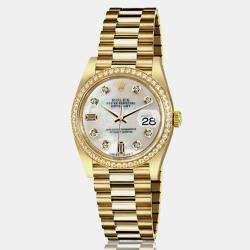 Rolex Customised White MOP Diamond Stainless Steel Date 68278 Automatic Women's Wristwatch  31mm