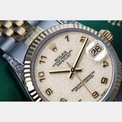 Rolex Customised Cream Diamond Stainless Steel Datejust 68274 Automatic Women's Wristwatch 31mm